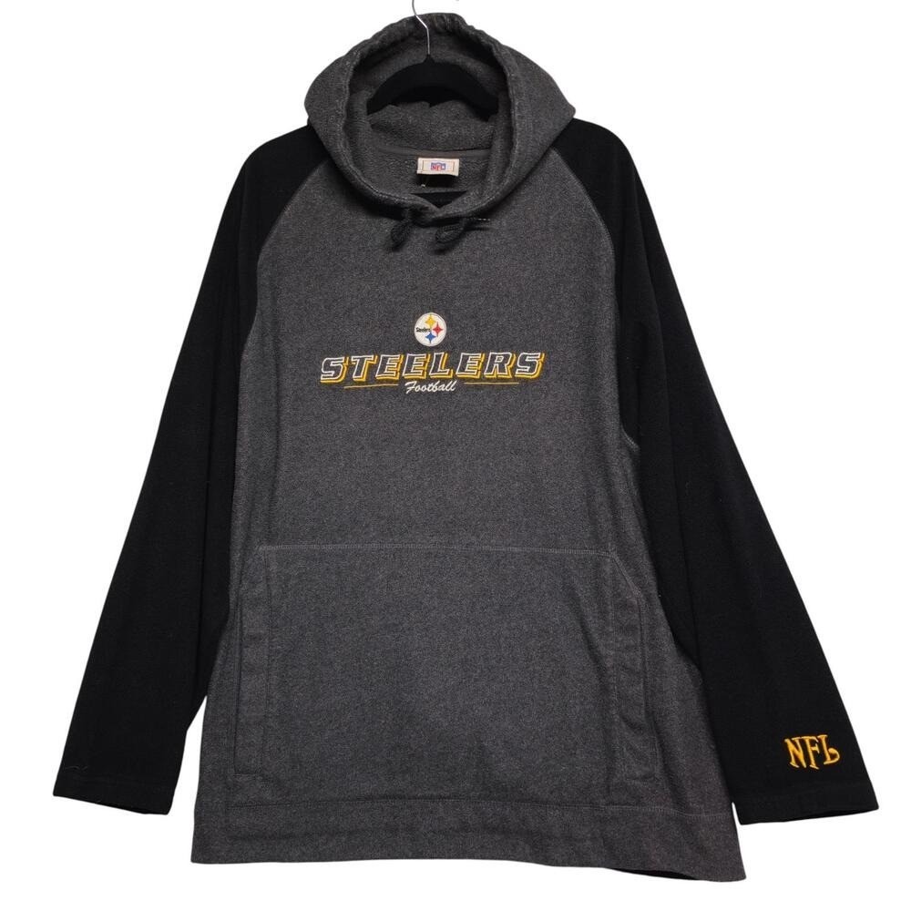 NFL Pittsburgh Steelers Raglan Hoodie Gray Black Football‎ Men's